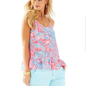 Lilly Pulitzer coral top in Summer Siren L